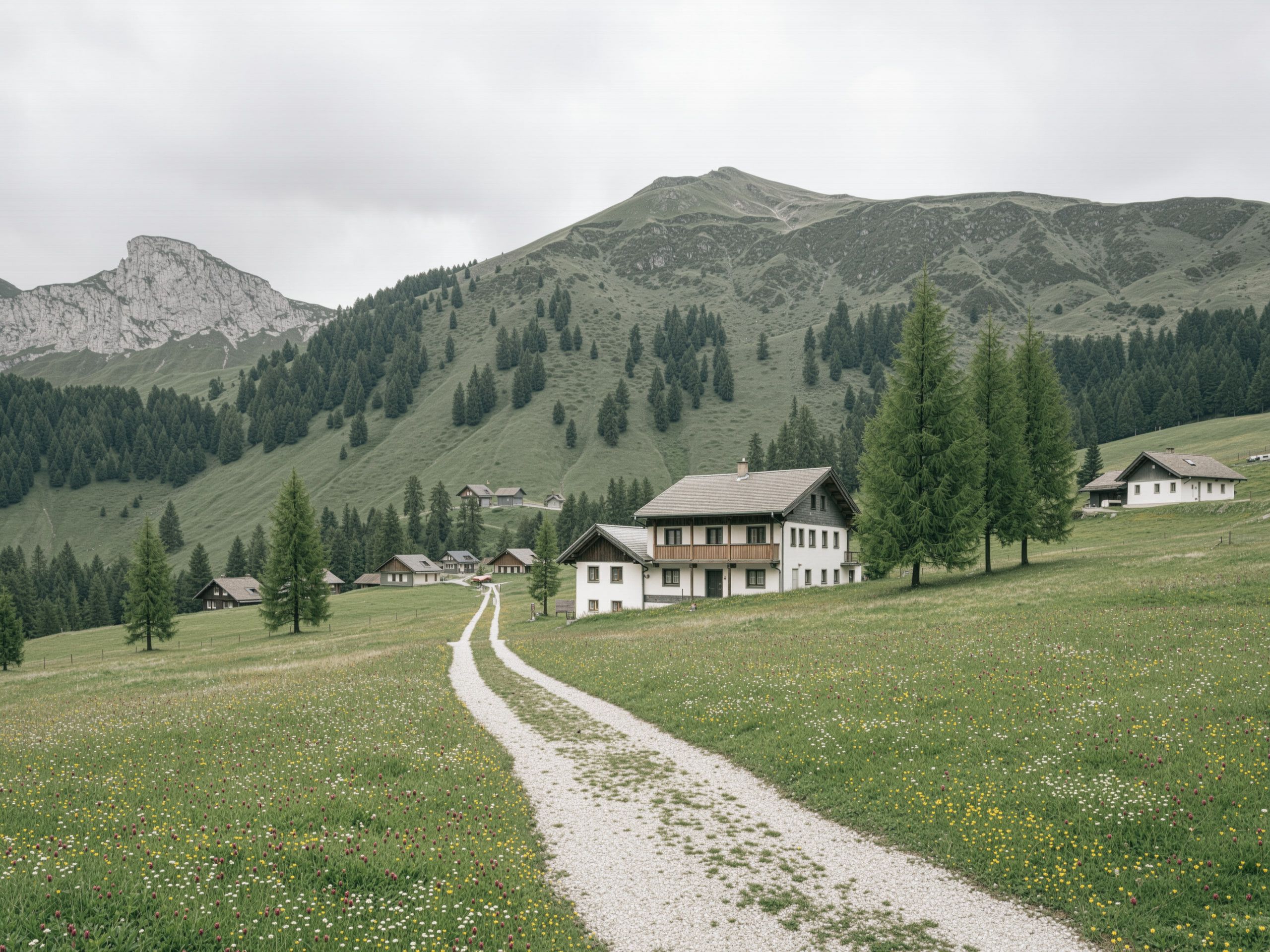 Sommerwiese in Zug, dahinter das Haus